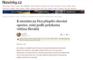 Novinky.cz: K atentátu na Fica přispělo chování opozice, míní podle průzkumu většina Slováků